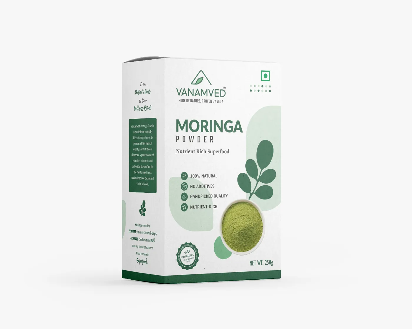 VANAMVED Moringa Powder 250g pack front and back
